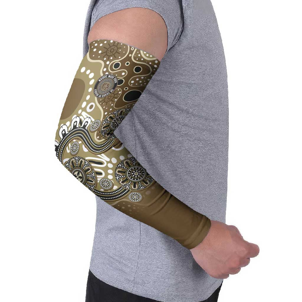Personalised NAIDOC Week 50 Years Deadly Always Arm Sleeves Brown Aboriginal Artwork Dot Painting