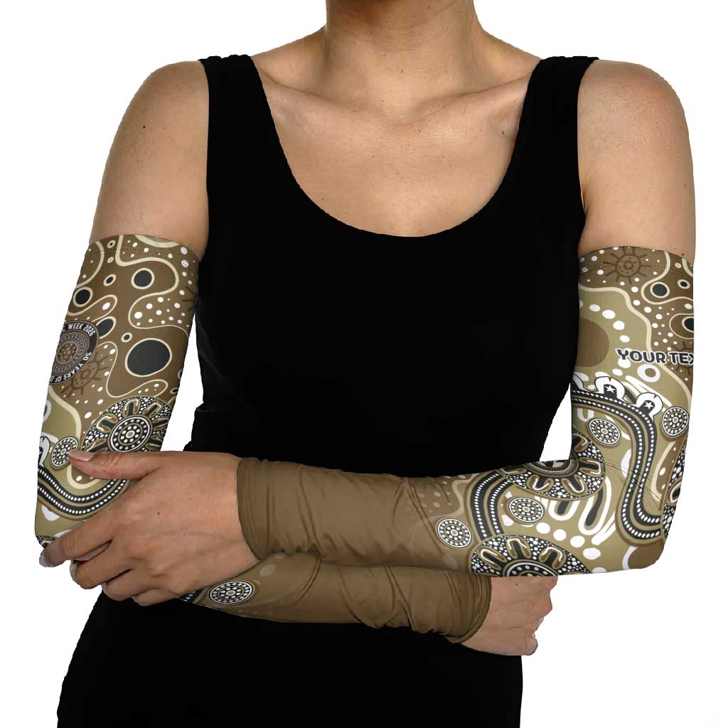 Personalised NAIDOC Week 50 Years Deadly Always Arm Sleeves Brown Aboriginal Artwork Dot Painting