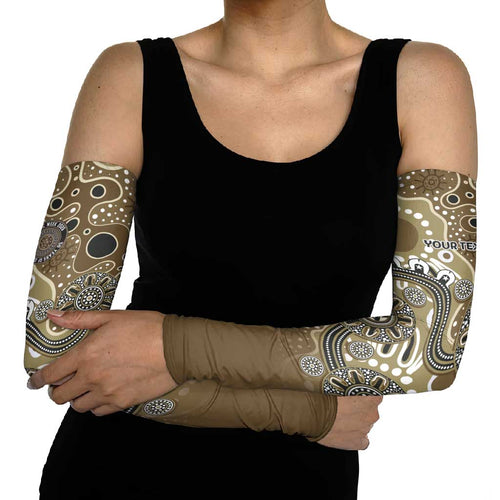 Personalised NAIDOC Week 50 Years Deadly Always Arm Sleeves Brown Aboriginal Artwork Dot Painting
