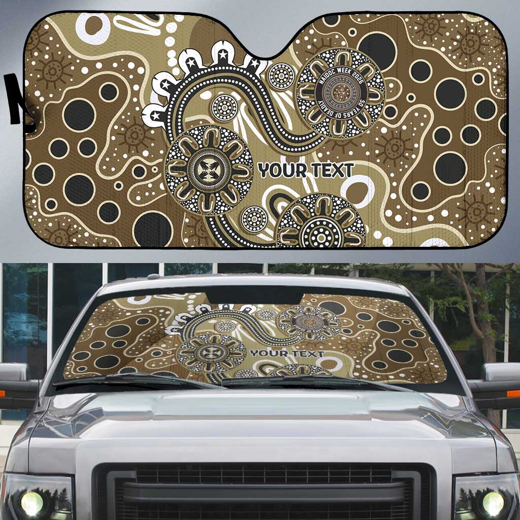 Personalised NAIDOC Week 50 Years Deadly Always Auto Sun Shade Brown Aboriginal Artwork Dot Painting