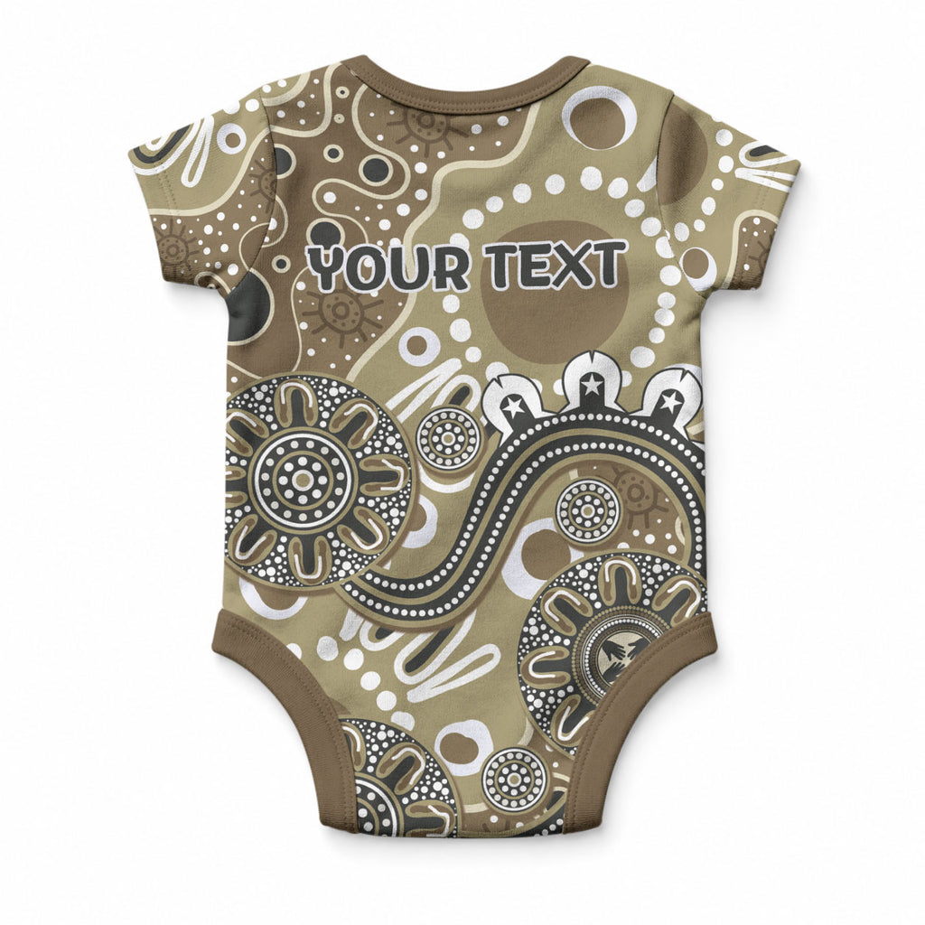 Personalised NAIDOC Week 50 Years Deadly Always Baby Onesie Brown Aboriginal Artwork Dot Painting