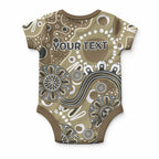 Personalised NAIDOC Week 50 Years Deadly Always Baby Onesie Brown Aboriginal Artwork Dot Painting