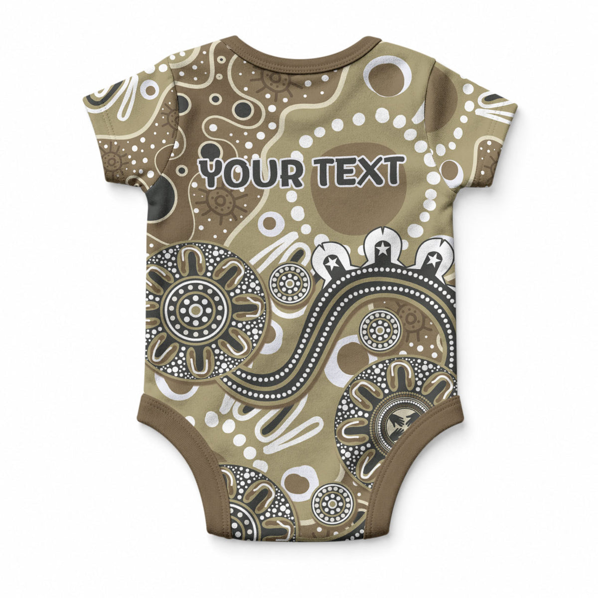 Personalised NAIDOC Week 50 Years Deadly Always Baby Onesie Brown Aboriginal Artwork Dot Painting