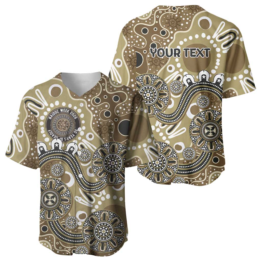 Personalised NAIDOC Week 50 Years Deadly Always Baseball Jersey Brown Aboriginal Artwork Dot Painting