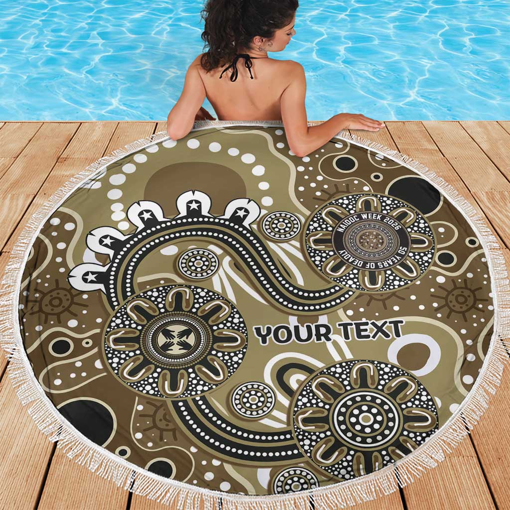 Personalised NAIDOC Week 50 Years Deadly Always Beach Blanket Brown Aboriginal Artwork Dot Painting