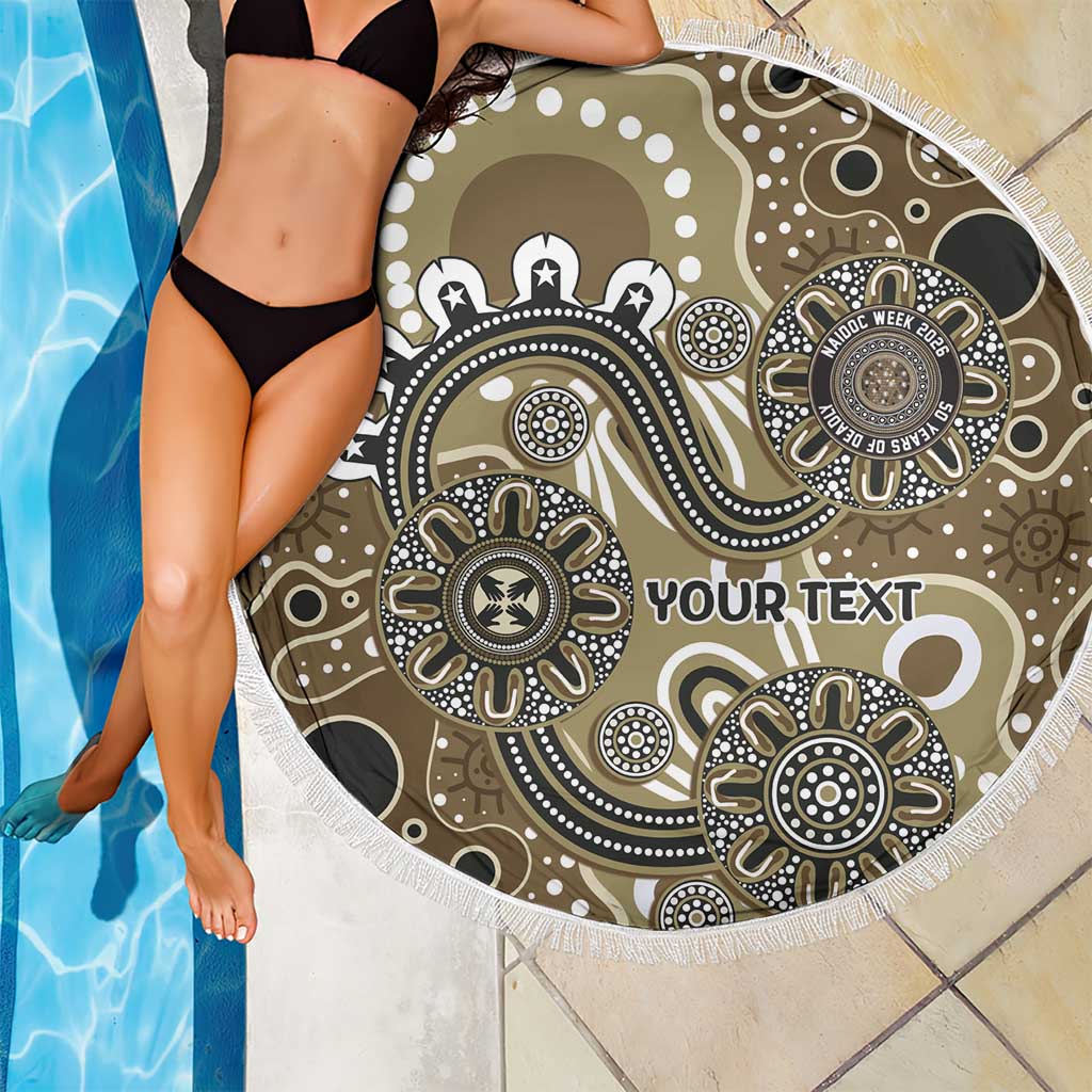 Personalised NAIDOC Week 50 Years Deadly Always Beach Blanket Brown Aboriginal Artwork Dot Painting