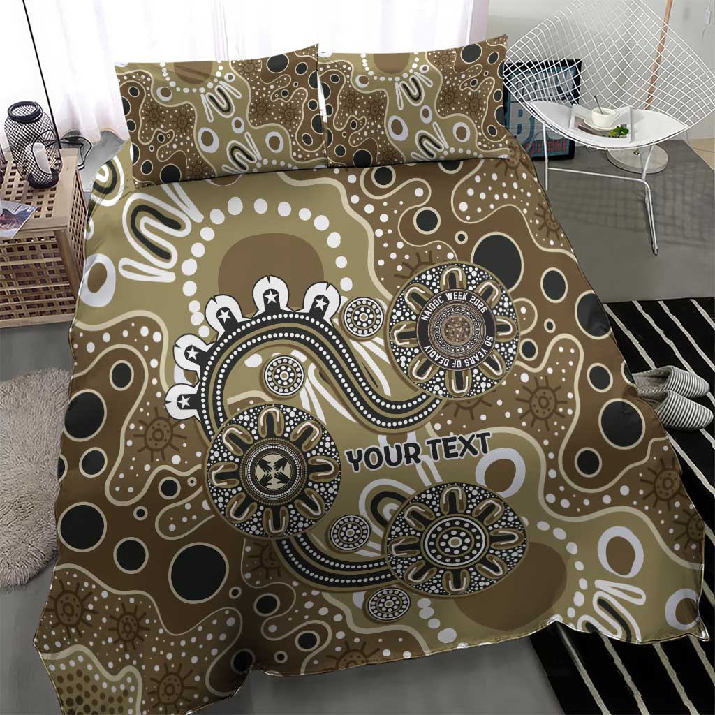 Personalised NAIDOC Week 50 Years Deadly Always Bedding Set Brown Aboriginal Artwork Dot Painting