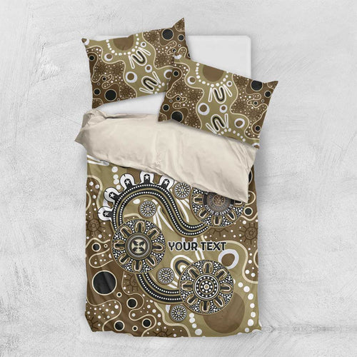 Personalised NAIDOC Week 50 Years Deadly Always Bedding Set Brown Aboriginal Artwork Dot Painting