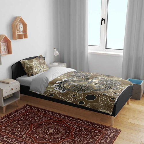 Personalised NAIDOC Week 50 Years Deadly Always Bedding Set Brown Aboriginal Artwork Dot Painting
