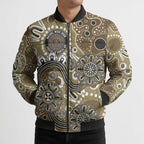 Personalised NAIDOC Week 50 Years Deadly Always Bomber Puffer Jacket Brown Aboriginal Artwork Dot Painting