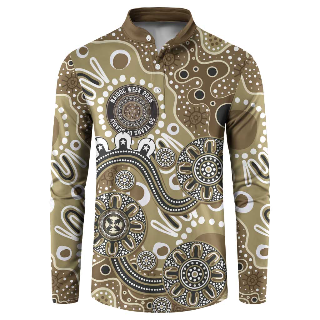 Personalised NAIDOC Week 50 Years Deadly Always Button Sweatshirt Brown Aboriginal Artwork Dot Painting