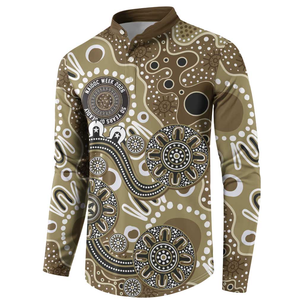 Personalised NAIDOC Week 50 Years Deadly Always Button Sweatshirt Brown Aboriginal Artwork Dot Painting