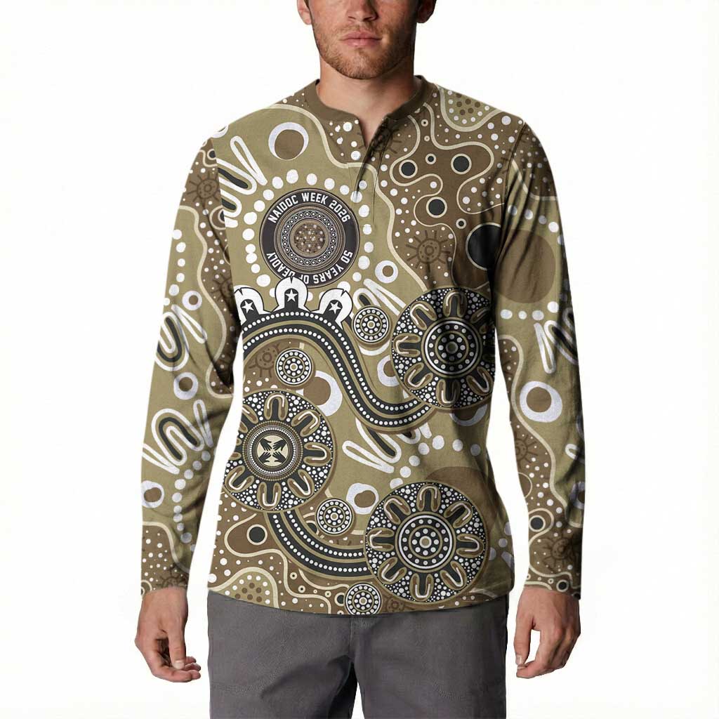 Personalised NAIDOC Week 50 Years Deadly Always Button Sweatshirt Brown Aboriginal Artwork Dot Painting