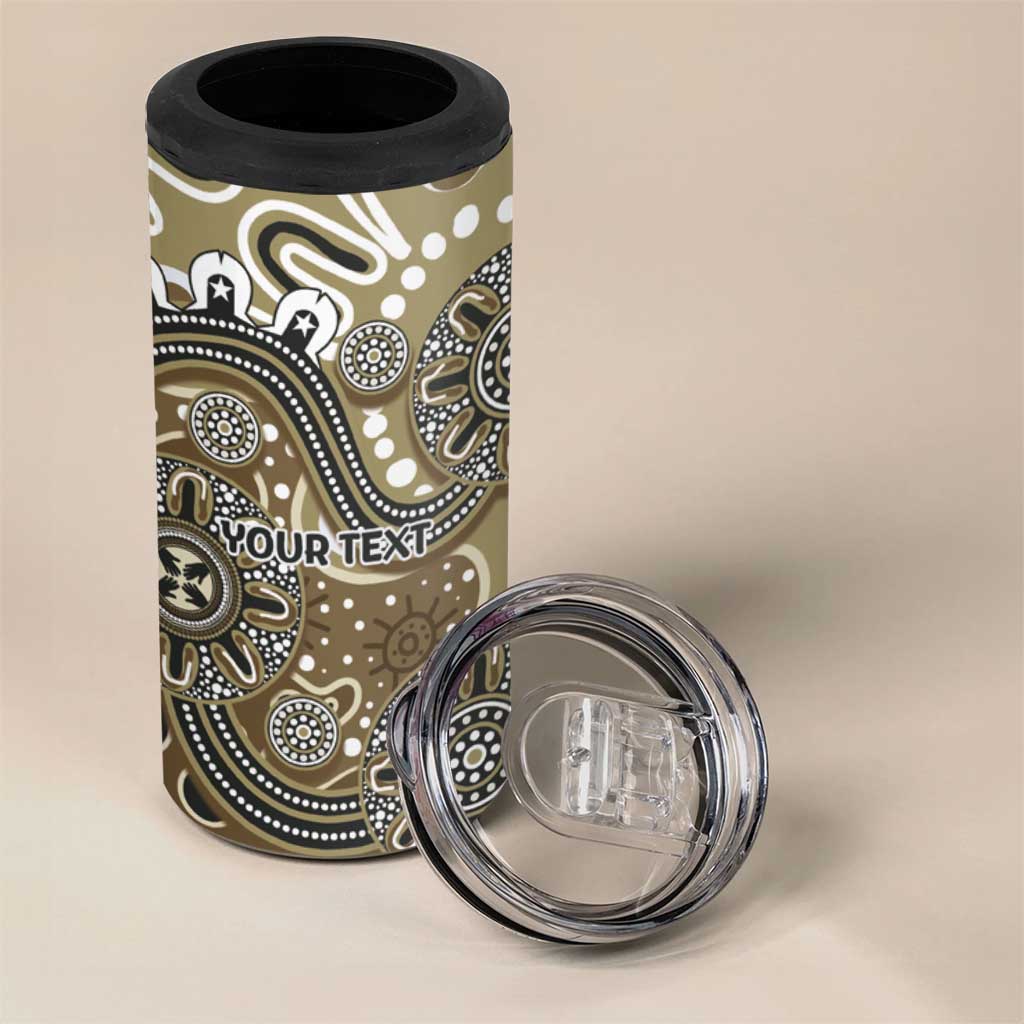 Personalised NAIDOC Week 50 Years Deadly Always 4 in 1 Can Cooler Tumbler Brown Aboriginal Artwork Dot Painting