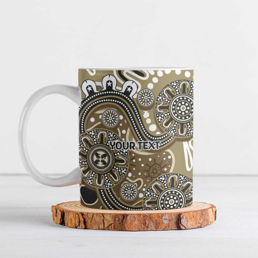 Personalised NAIDOC Week 50 Years Deadly Always Ceramic Mug Brown Aboriginal Artwork Dot Painting