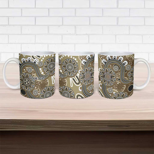 Personalised NAIDOC Week 50 Years Deadly Always Ceramic Mug Brown Aboriginal Artwork Dot Painting
