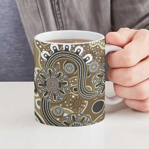 Personalised NAIDOC Week 50 Years Deadly Always Ceramic Mug Brown Aboriginal Artwork Dot Painting