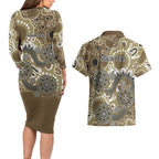 Personalised NAIDOC Week 50 Years Deadly Always Couples Matching Long Sleeve Bodycon Dress and Hawaiian Shirt Brown Aboriginal Artwork Dot Painting