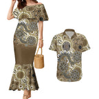 Personalised NAIDOC Week 50 Years Deadly Always Couples Matching Mermaid Dress and Hawaiian Shirt Brown Aboriginal Artwork Dot Painting
