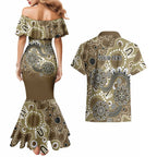 Personalised NAIDOC Week 50 Years Deadly Always Couples Matching Mermaid Dress and Hawaiian Shirt Brown Aboriginal Artwork Dot Painting