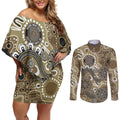Personalised NAIDOC Week 50 Years Deadly Always Couples Matching Off Shoulder Short Dress and Long Sleeve Button Shirt Brown Aboriginal Artwork Dot Painting