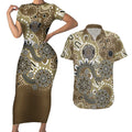 Personalised NAIDOC Week 50 Years Deadly Always Couples Matching Short Sleeve Bodycon Dress and Hawaiian Shirt Brown Aboriginal Artwork Dot Painting