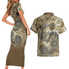 Personalised NAIDOC Week 50 Years Deadly Always Couples Matching Short Sleeve Bodycon Dress and Hawaiian Shirt Brown Aboriginal Artwork Dot Painting