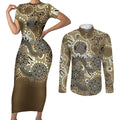 Personalised NAIDOC Week 50 Years Deadly Always Couples Matching Short Sleeve Bodycon Dress and Long Sleeve Button Shirt Brown Aboriginal Artwork Dot Painting