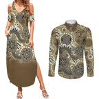 Personalised NAIDOC Week 50 Years Deadly Always Couples Matching Summer Maxi Dress and Long Sleeve Button Shirt Brown Aboriginal Artwork Dot Painting