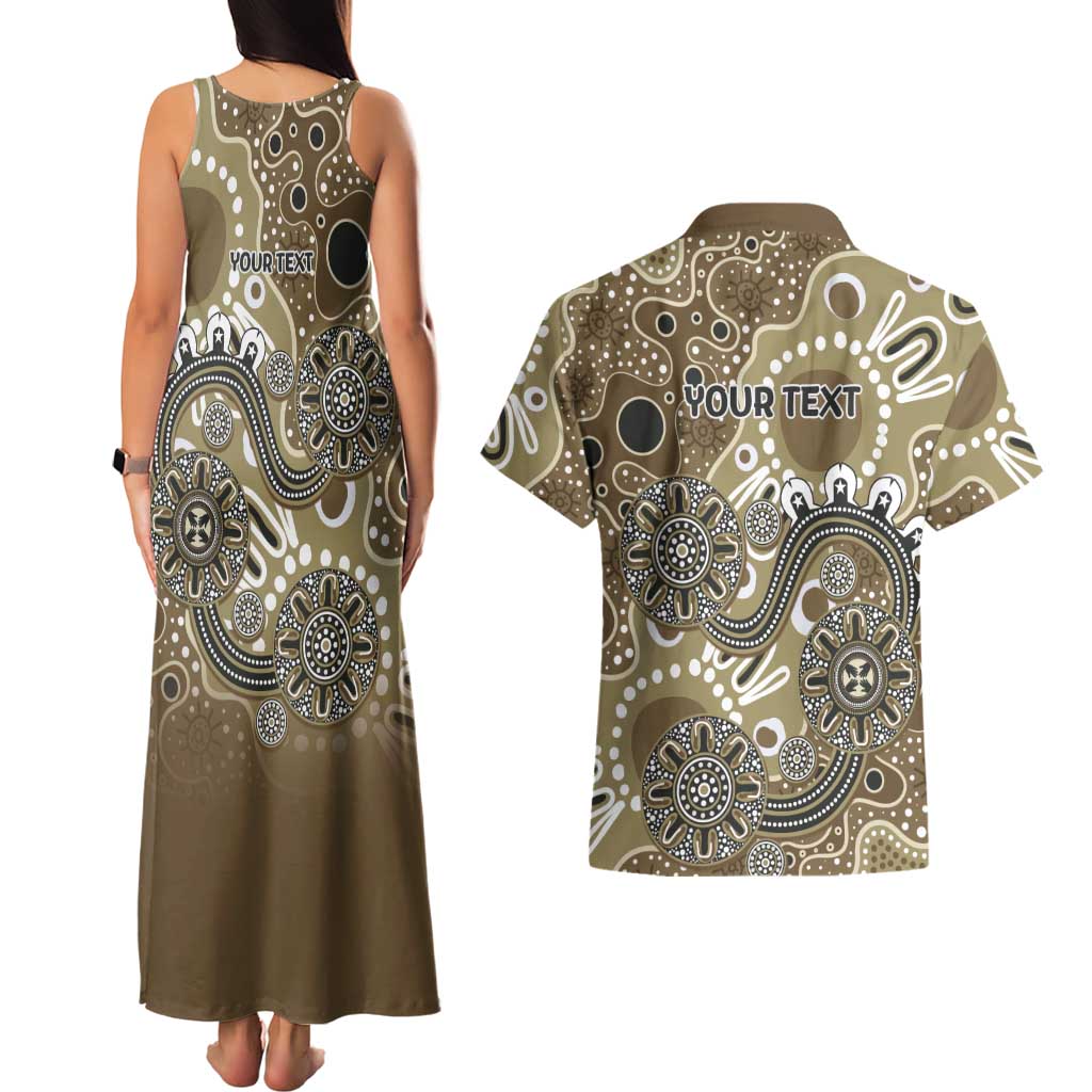Personalised NAIDOC Week 50 Years Deadly Always Couples Matching Tank Maxi Dress and Hawaiian Shirt Brown Aboriginal Artwork Dot Painting