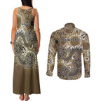 Personalised NAIDOC Week 50 Years Deadly Always Couples Matching Tank Maxi Dress and Long Sleeve Button Shirt Brown Aboriginal Artwork Dot Painting