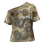 Personalised NAIDOC Week 50 Years Deadly Always Cross Shoulder Shirt Brown Aboriginal Artwork Dot Painting
