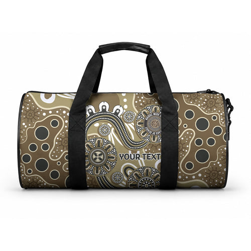 Personalised NAIDOC Week 50 Years Deadly Always Duffle Bag Brown Aboriginal Artwork Dot Painting