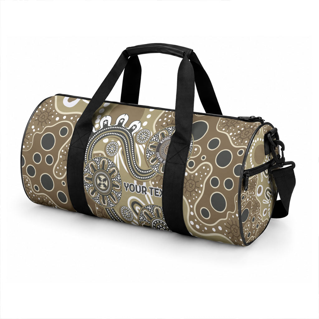 Personalised NAIDOC Week 50 Years Deadly Always Duffle Bag Brown Aboriginal Artwork Dot Painting