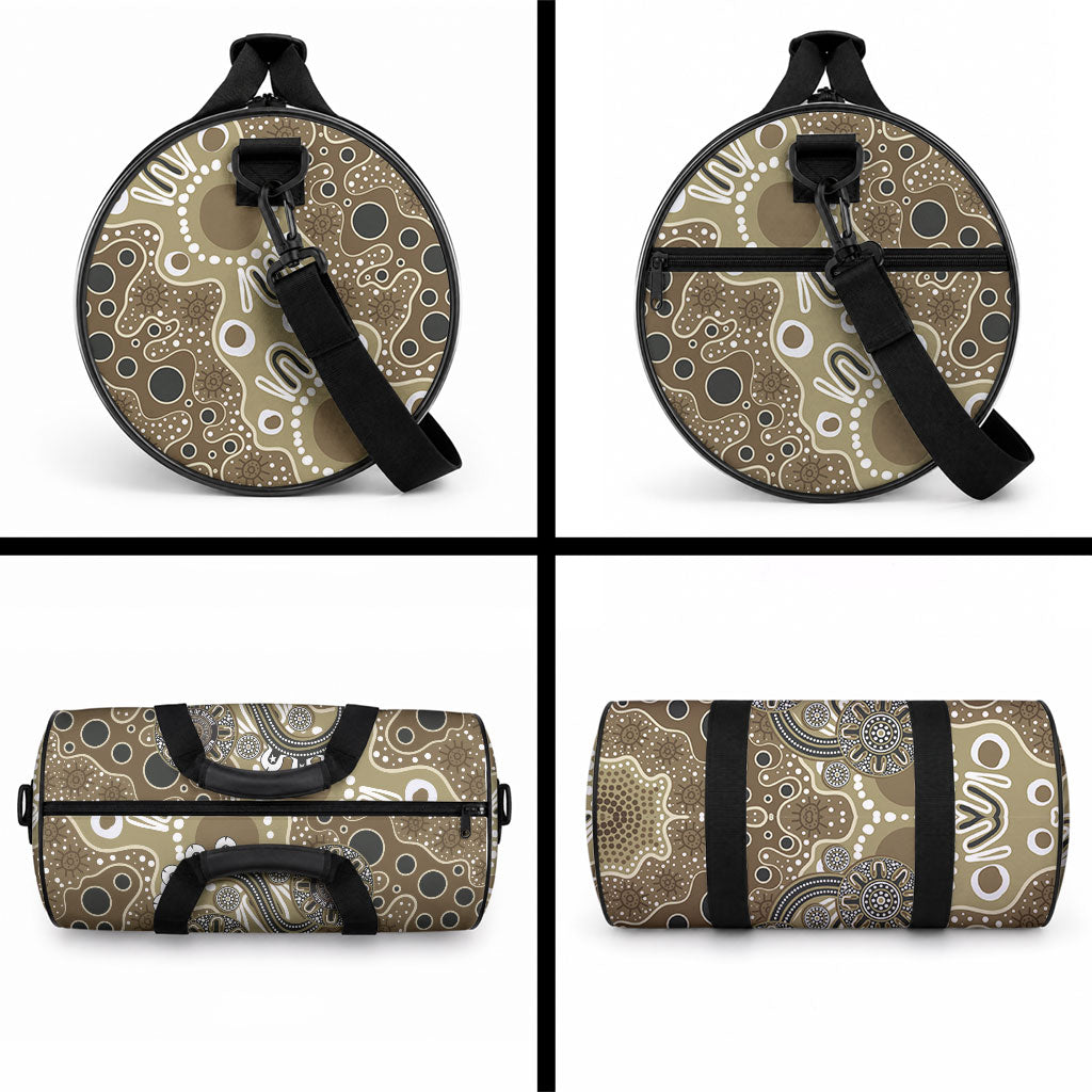 Personalised NAIDOC Week 50 Years Deadly Always Duffle Bag Brown Aboriginal Artwork Dot Painting