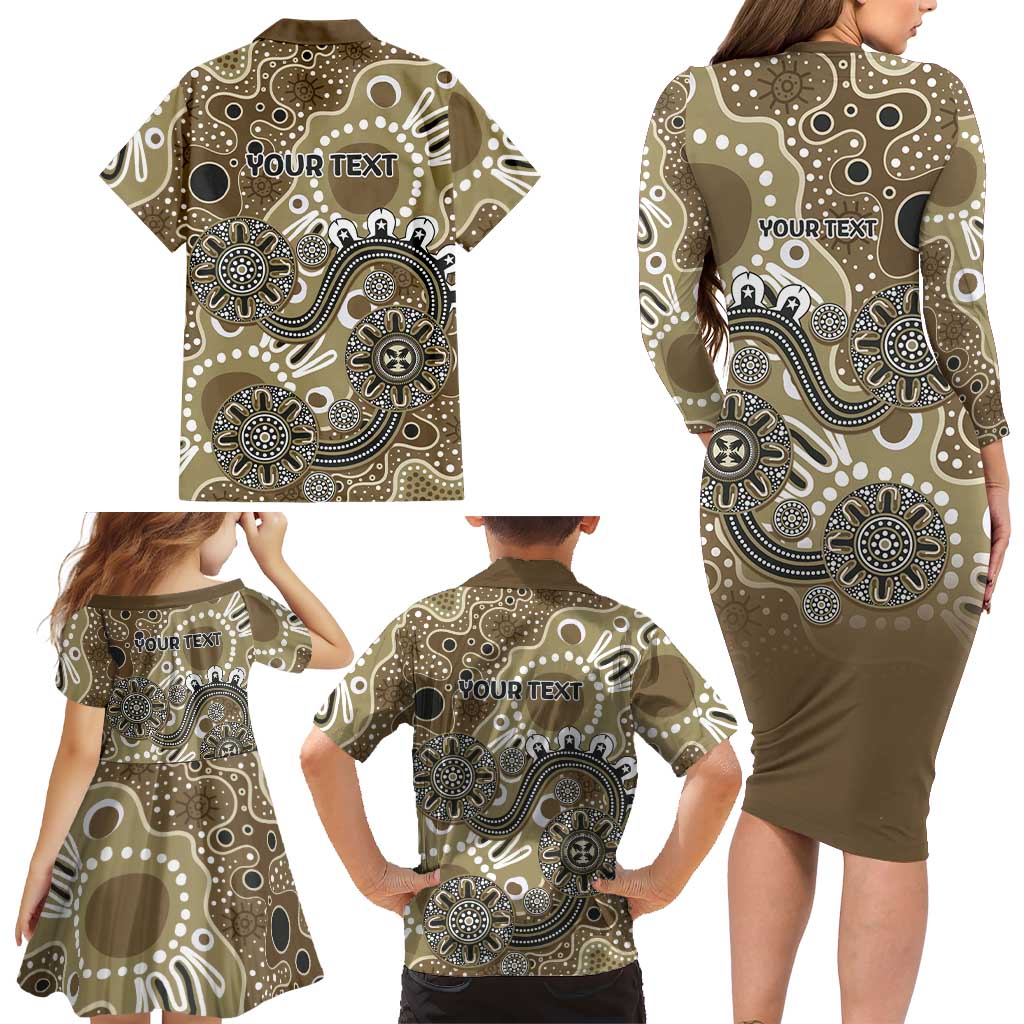 Personalised NAIDOC Week 50 Years Deadly Always Family Matching Long Sleeve Bodycon Dress and Hawaiian Shirt Brown Aboriginal Artwork Dot Painting