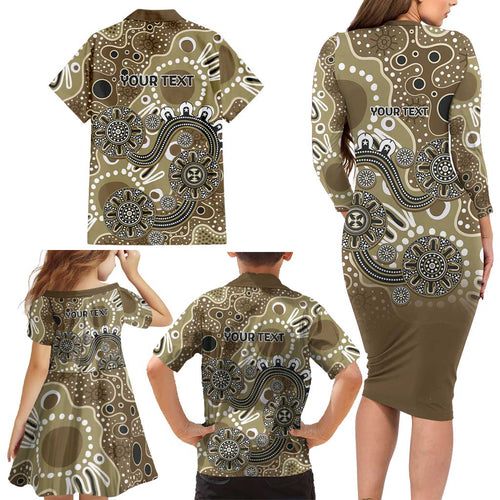 Personalised NAIDOC Week 50 Years Deadly Always Family Matching Long Sleeve Bodycon Dress and Hawaiian Shirt Brown Aboriginal Artwork Dot Painting