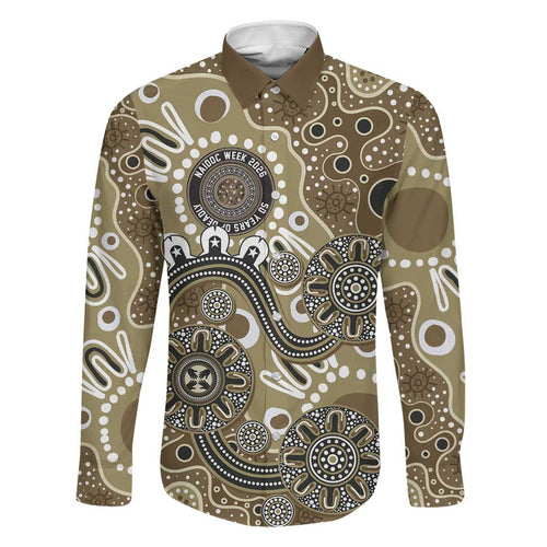 Personalised NAIDOC Week 50 Years Deadly Always Family Matching Long Sleeve Bodycon Dress and Hawaiian Shirt Brown Aboriginal Artwork Dot Painting