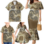 Personalised NAIDOC Week 50 Years Deadly Always Family Matching Mermaid Dress and Hawaiian Shirt Brown Aboriginal Artwork Dot Painting