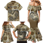 Personalised NAIDOC Week 50 Years Deadly Always Family Matching Mermaid Dress and Hawaiian Shirt Brown Aboriginal Artwork Dot Painting