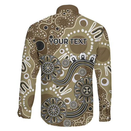 Personalised NAIDOC Week 50 Years Deadly Always Family Matching Off Shoulder Maxi Dress and Hawaiian Shirt Brown Aboriginal Artwork Dot Painting