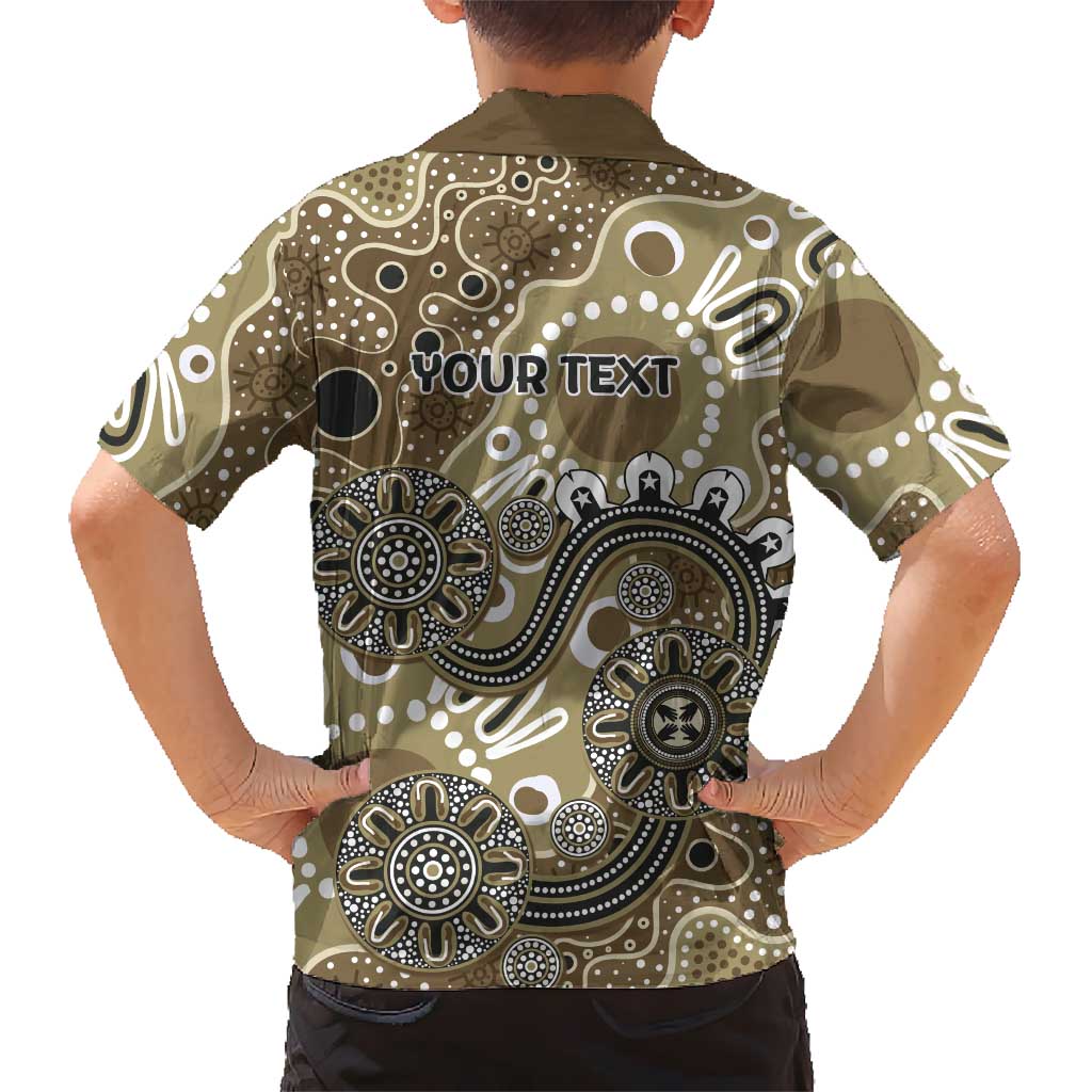 Personalised NAIDOC Week 50 Years Deadly Always Family Matching Off Shoulder Short Dress and Hawaiian Shirt Brown Aboriginal Artwork Dot Painting