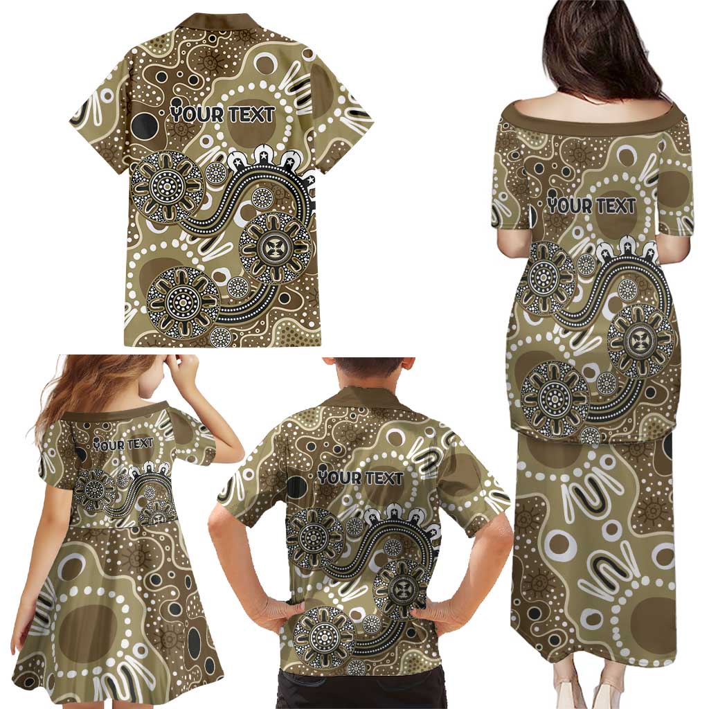 Personalised NAIDOC Week 50 Years Deadly Always Family Matching Puletasi and Hawaiian Shirt Brown Aboriginal Artwork Dot Painting