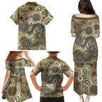 Personalised NAIDOC Week 50 Years Deadly Always Family Matching Puletasi and Hawaiian Shirt Brown Aboriginal Artwork Dot Painting