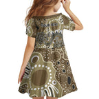Personalised NAIDOC Week 50 Years Deadly Always Family Matching Short Sleeve Bodycon Dress and Hawaiian Shirt Brown Aboriginal Artwork Dot Painting