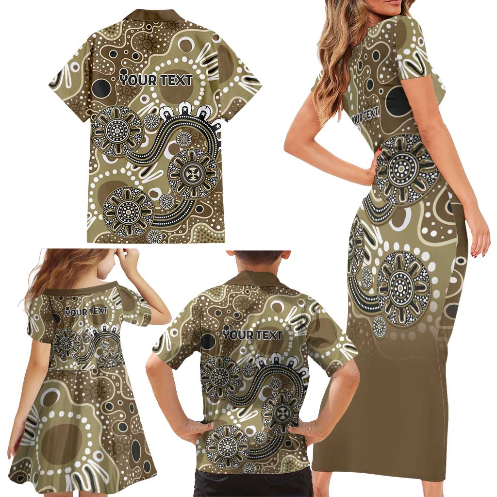 Personalised NAIDOC Week 50 Years Deadly Always Family Matching Short Sleeve Bodycon Dress and Hawaiian Shirt Brown Aboriginal Artwork Dot Painting