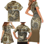 Personalised NAIDOC Week 50 Years Deadly Always Family Matching Short Sleeve Bodycon Dress and Hawaiian Shirt Brown Aboriginal Artwork Dot Painting