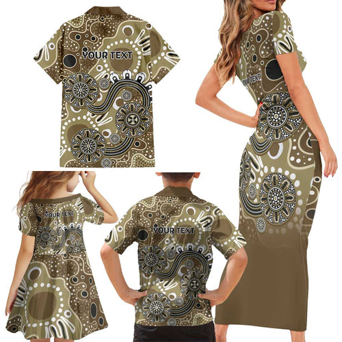 Personalised NAIDOC Week 50 Years Deadly Always Family Matching Short Sleeve Bodycon Dress and Hawaiian Shirt Brown Aboriginal Artwork Dot Painting