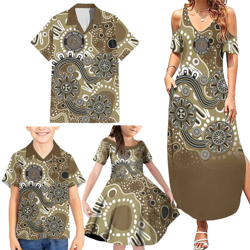 Personalised NAIDOC Week 50 Years Deadly Always Family Matching Summer Maxi Dress and Hawaiian Shirt Brown Aboriginal Artwork Dot Painting