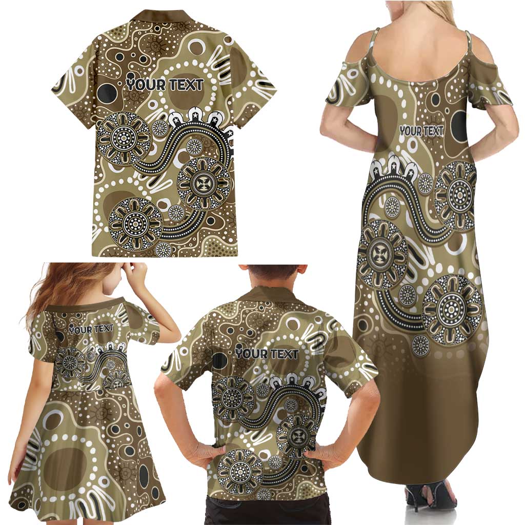 Personalised NAIDOC Week 50 Years Deadly Always Family Matching Summer Maxi Dress and Hawaiian Shirt Brown Aboriginal Artwork Dot Painting